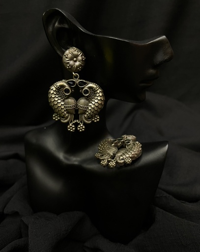 Owl Motif Silver-Toned Earrings