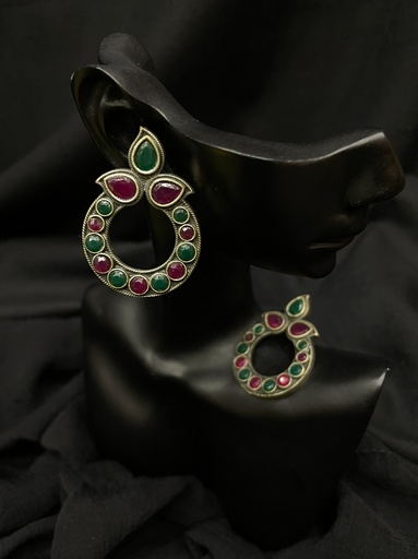 Red & Green Dome Style Earrings