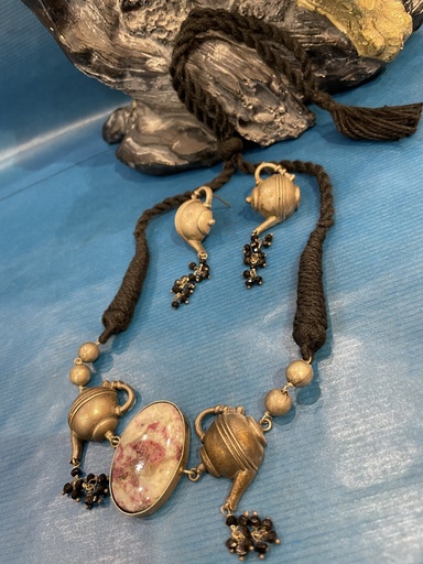 Artisanal Teapot Statement Necklace Set