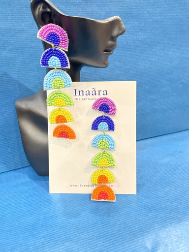 Beaded Rainbow Half-Circle Earrings