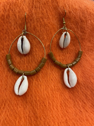 Blue&Yellow Cowrie Shell Beaded Fringe Earring (copy)