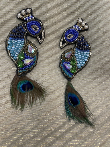 Handmade Peacock Beaded Sequins Earring