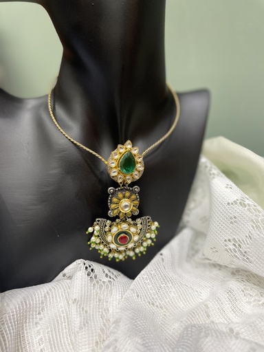 Gold-Plated&Pearl Chandbali Pendant Necklace