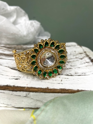 Handmade Wrist Cuff- Green Stones