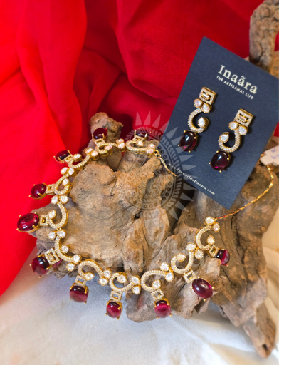 Ethnic Red&White Polki Stones Necklace Set (copy)