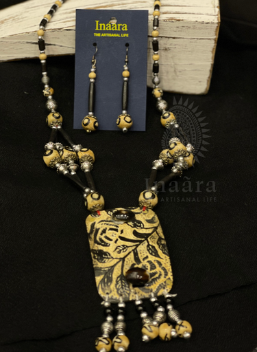 Tribal Style Beaded Necklace with Metal Charms (copy)