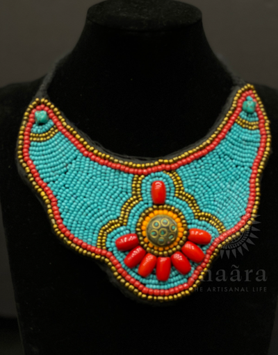 Tibetan Style Beaded Necklace- Light Blue