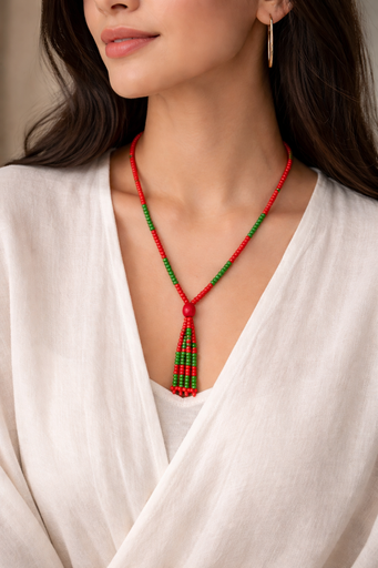 Boho Lariat Beaded Necklace