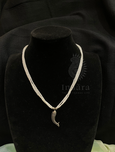White Beaded Necklace w/ Fish Dangle