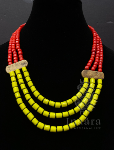 Naga Necklace- Orange & Yellow Green