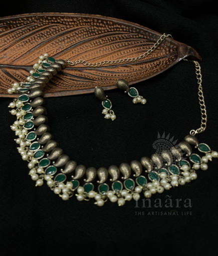 Green Kemp Choker Set w/ Pearls