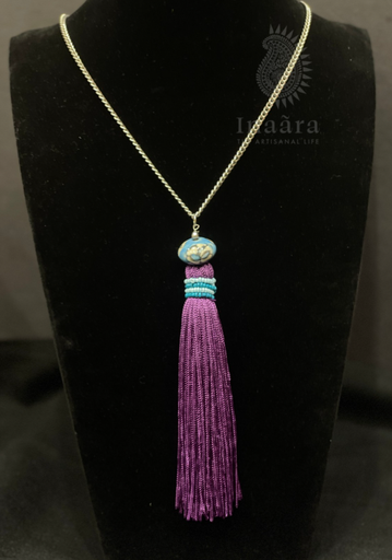 Purple Bead Tassel Necklace