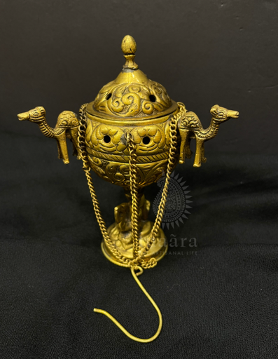 Handmade Brass Engraved Incense Burner-Camel
