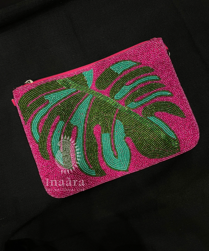 Beaded Clutch Purse- Pink