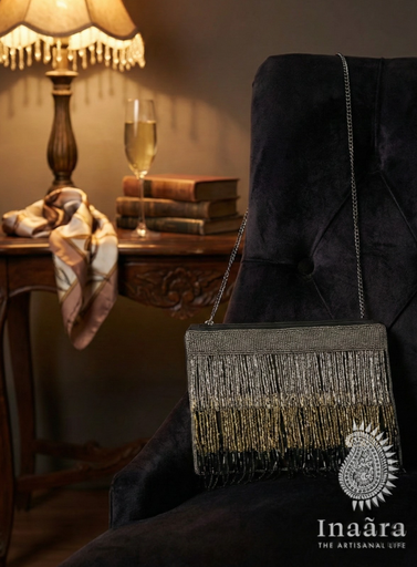 Floral Black Beaded Bag (copy)