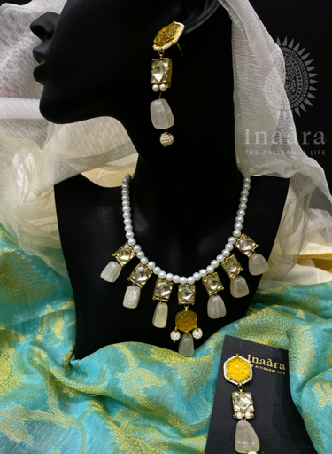 Kundan Pearl Beaded Choker Necklace Set