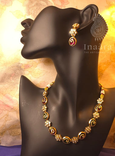 Kundan Meenakari Choker Set-White