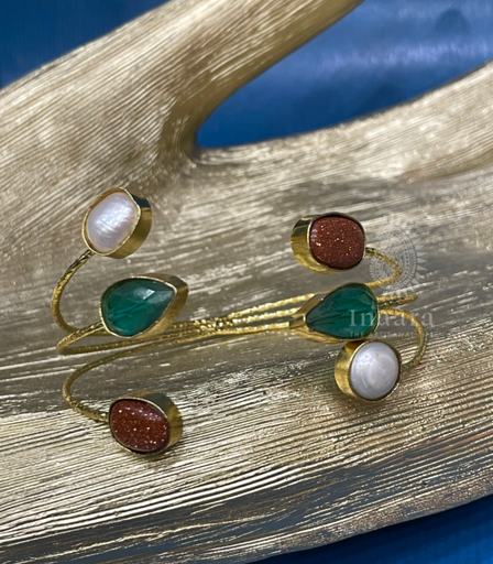 Triple Gemstone Wrist Cuff