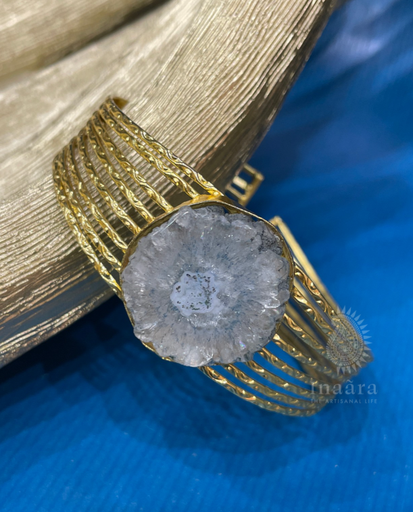 Agate Slice Cuff Bracelet-Gray