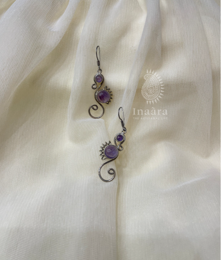Semi-Precious Natural Stone Earring- Amethyst