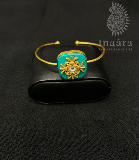 Gold-Plated Enamel Cuff Bracelet-Blue/Green (copy)