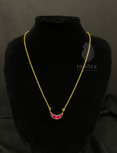 Gold Toned Crescent Pendant Necklace