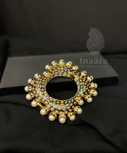 Jadau Kundan Kada Bangle- Green (copy)