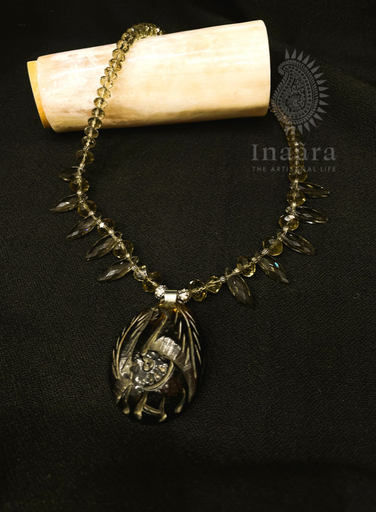 Crystal Beads Necklace w/Elephant Pendant