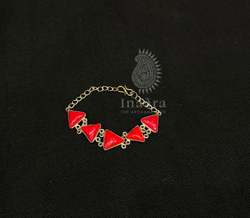 Triangle Cut Red Coral Bracelet