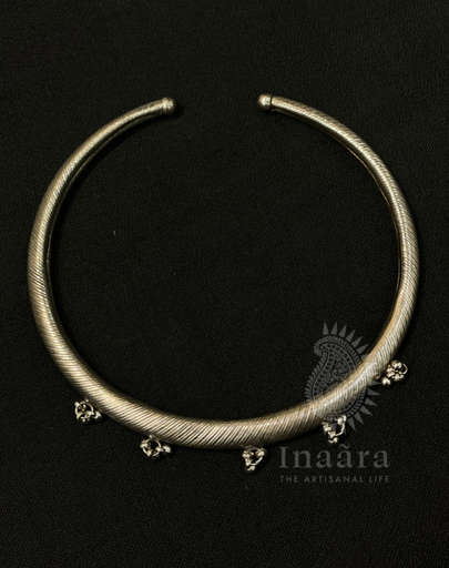 Silver Tone Ghungroo Hasli Necklace