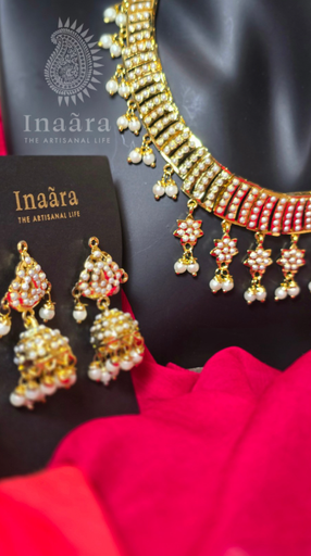 Jadau Necklace Set w/Pearls