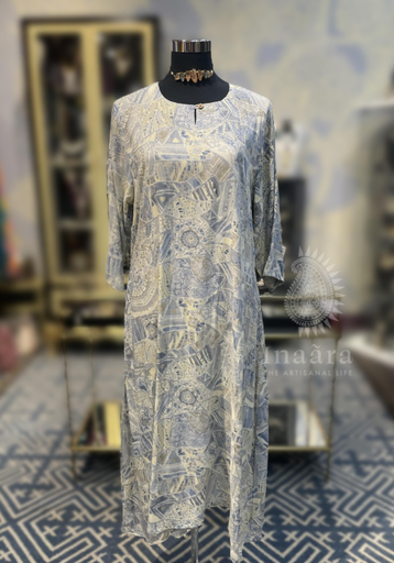 Saloone Dress- Blue & Gray