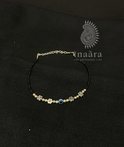 Black Beads Evil Eye Anklet