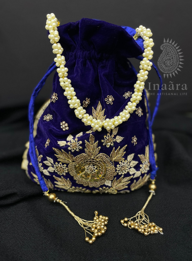 Original Zardosi & Parsi Gara Embroidered Potli Bag