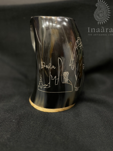 Natural Horn Mug - Doha Skyline