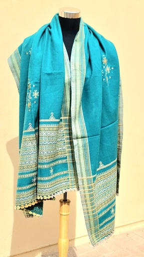 Mirror Work Bhujodi Full Shawl- Off White (copy)