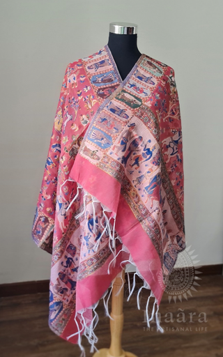 Pure Silk Shawl- Pink Printed