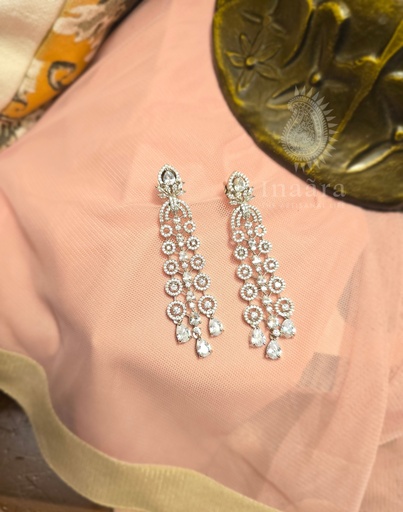Zirconia Stones Embellished Long Earrings