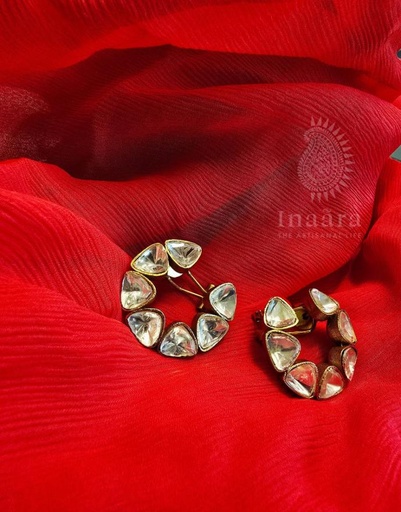 Moissanite Polki Stud Earrings