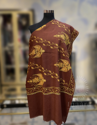 شال بتطريز آري – بني