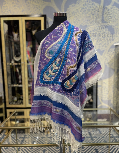 Jamawar Reversible Shawl-Light Blue/Teal (copy)