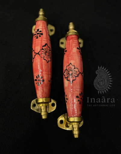 Ceramic Door Handle- Red/2pc