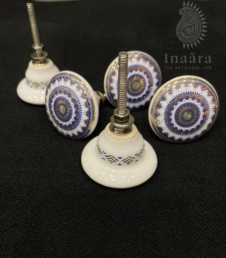 Blue&Gold Wheel Pattern Ceramic Knob