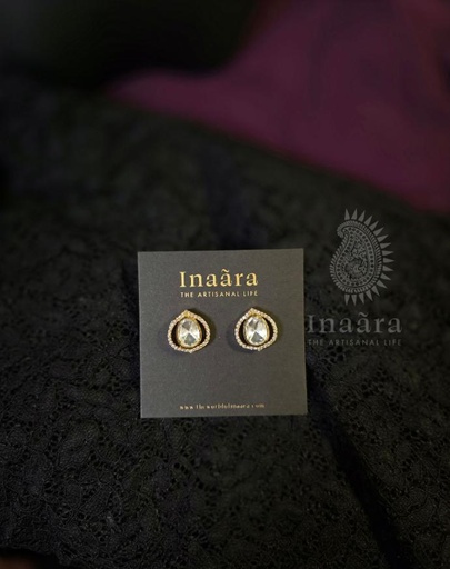Gold Plated Polki Stud Earrings