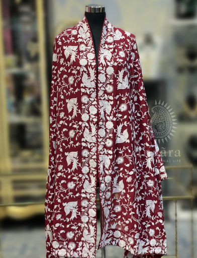 Parsi Gara Dupatta- Deep Red