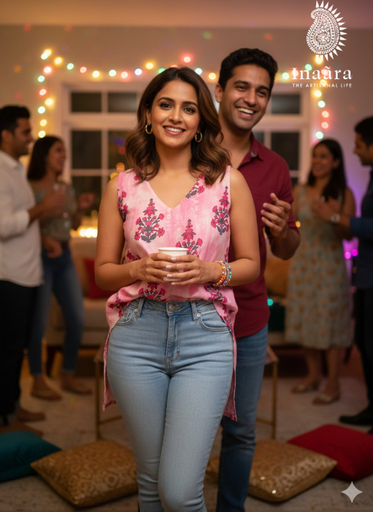 Meena Tunic Top-Digital/Floral Pink